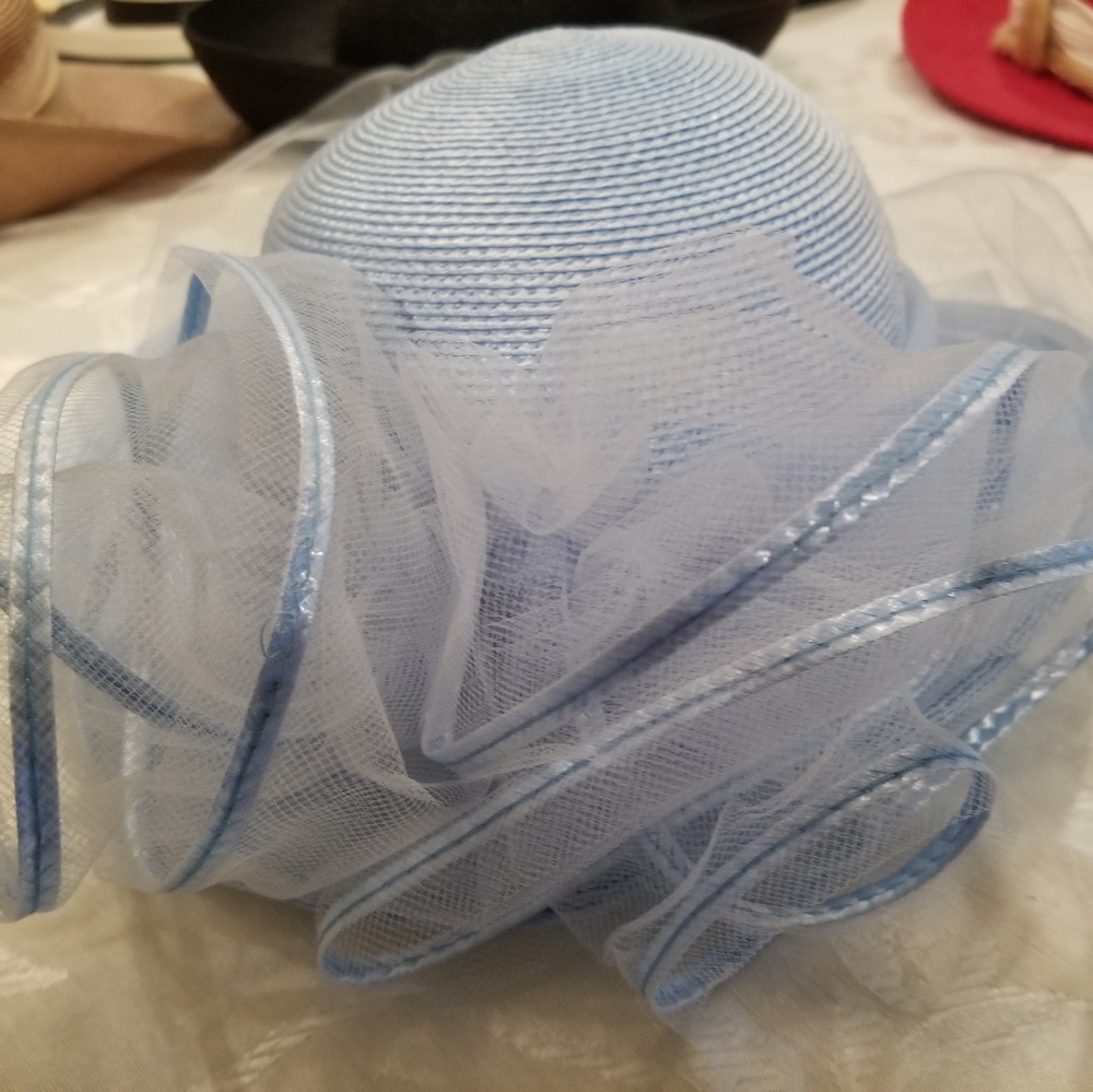 Sandra Vintage Baby Blue Straw Hat - Picture 4 of 6